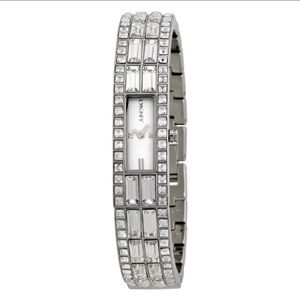 DKNY crystal silver bracelet rhinestone watch